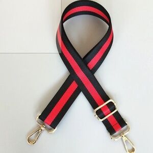 Replacement Web Black/Red Strap For Designer Bags NWT